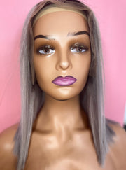 12” Gray Frontal wig, dark roots